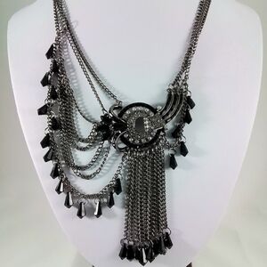 Vintage Asymmetrical Robert Rose Signed Rhinestone Statement Necklace